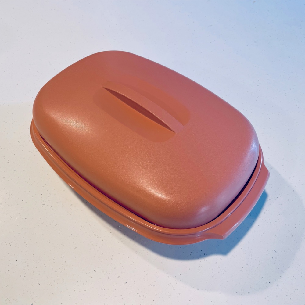 Vtg Tupperware 3pc Dusty Rose 6c Microwave Steamer Oval Serving Bowl 1273-5 EUC